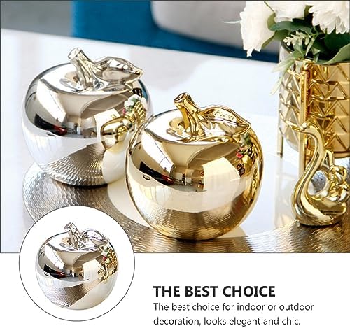 Ciieeo Silver Artificial Apple Decor Statue