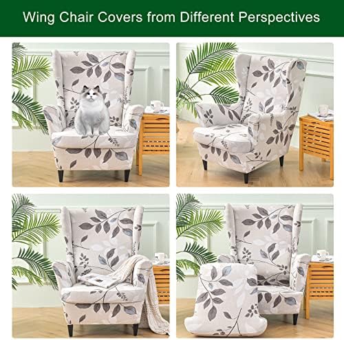 CRFATOP 2 Piece Stretch Wingback Chair Covers