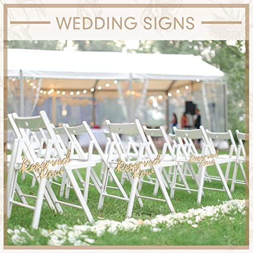 Yulejo 6 Piece Wooden Reserved Row Signs for Wedding Chairs