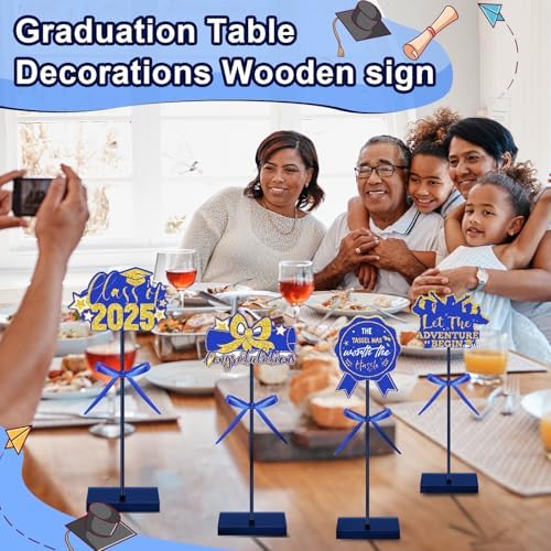 Yousoontic 6 Pcs Graduation Wooden Signs Decor Centerpieces