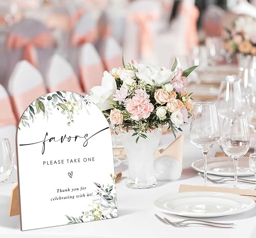 Greenery Wedding Favor Sign with Stand