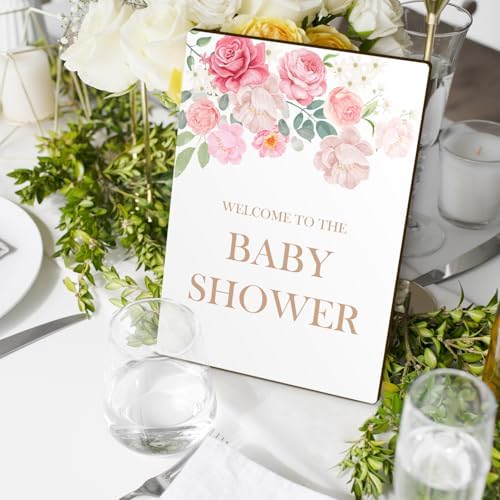 Spring Flowers Baby Shower Welcome Sign with Stand