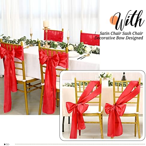 Pesonlook 50PCS Red Satin Chair Sashes for Decor