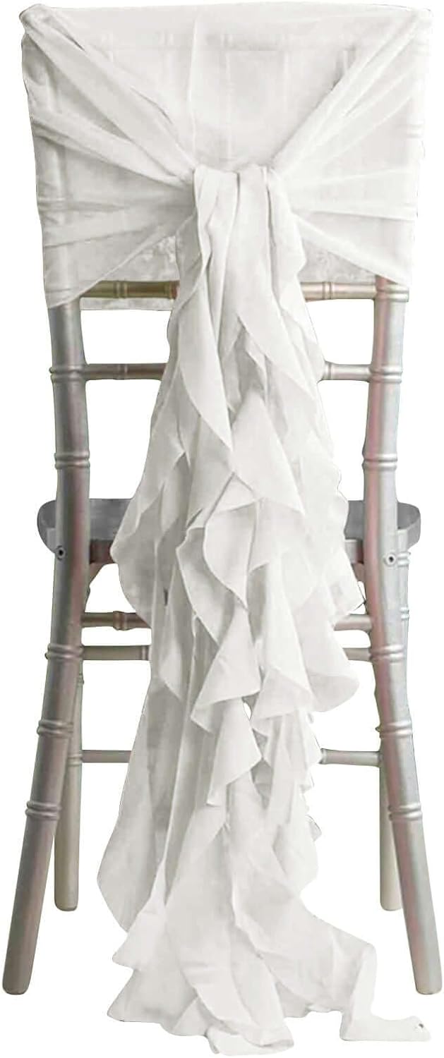 Premium Wedding Chiffon Chair Sashes Set Ivory