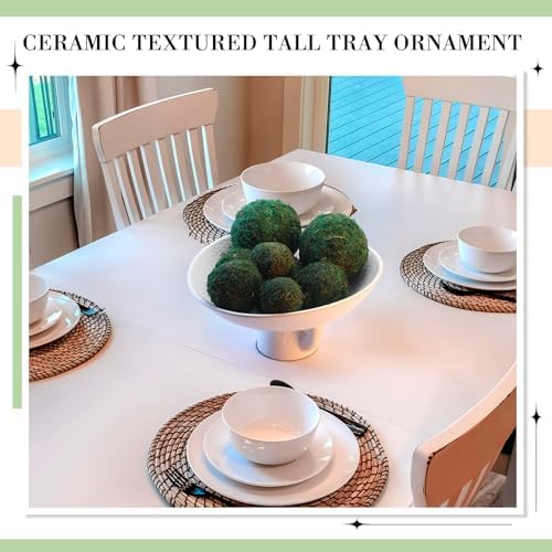 Kritkin White Ceramic Decorative Pedestal Bowl