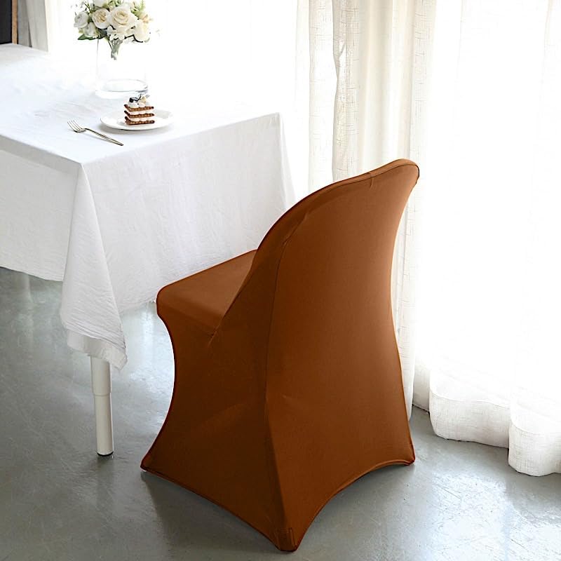 6 pcs Cinnamon Brown Spandex Folding Chair Covers for Parties