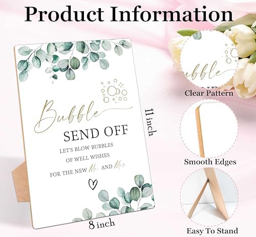 Bubble Send Off Sign Greenery Wedding Ceremony LD32