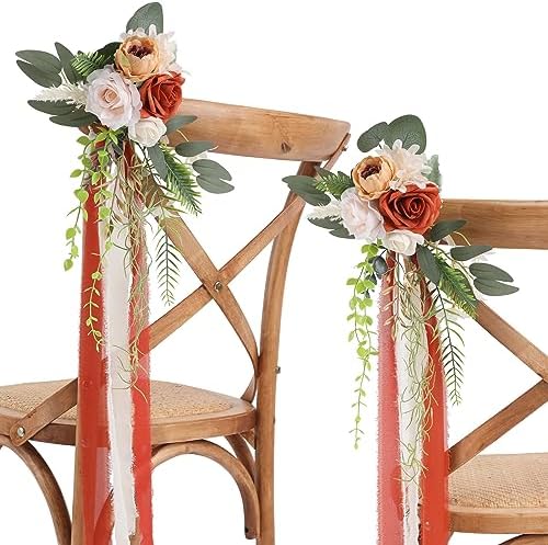 Senseya Wedding Chair Back Flower Decorations Set of 8