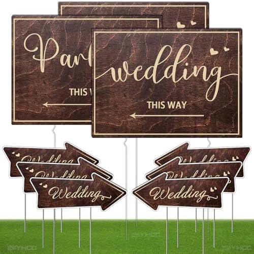 9-Piece Wedding This Way Sign Kit with Stakes
