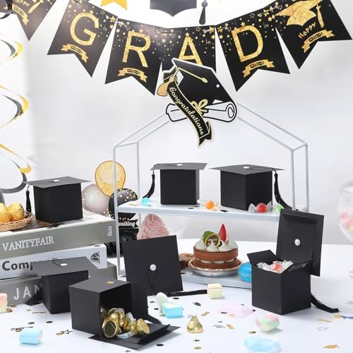 COTOPHER 100 Pcs Graduation Candy Boxes with Black Tassel