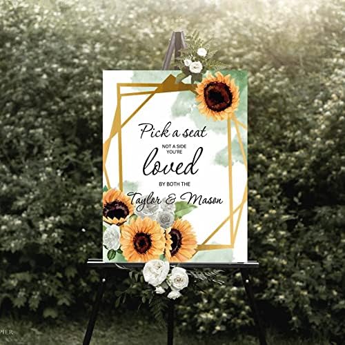 Custom Wedding Welcome Sign with Sunflower Design