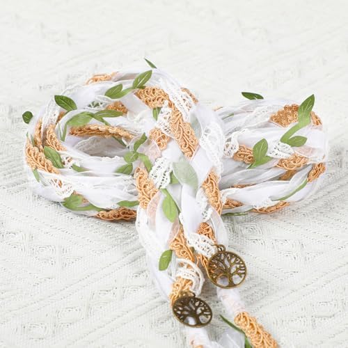Green Handfasting Cord with Pendants for Wedding Ceremony