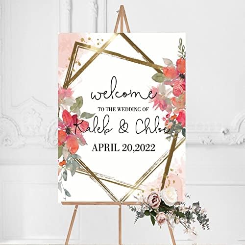 Alioyoit Personalized Wood Wedding Welcome Sign 12x16 Inch