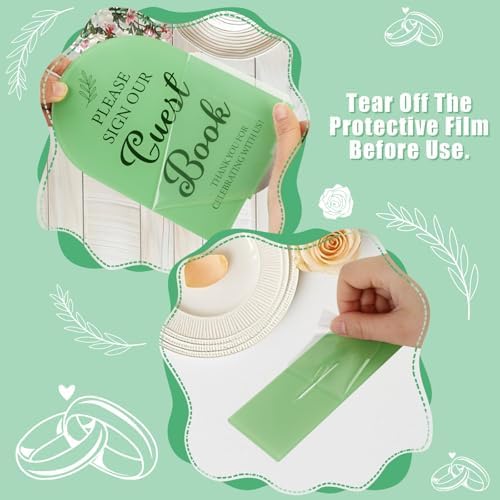2Pcs Acrylic Wedding Signs Green 5x7 Inch Ceremony Reception