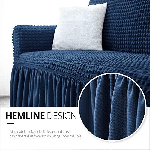 NICEEC Blue 3 Seater Sofa Slipcover with Skirt