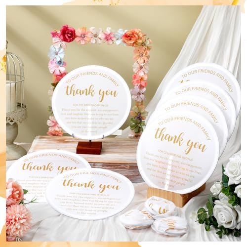GlikCeil 200 Pcs Wedding Fans with Organza Bags Set