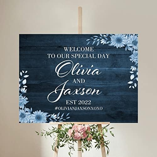 Alioyoit Wedding Welcome Sign Personalized Wood Luxury Rustic Greeting Sign 12x16 Inch