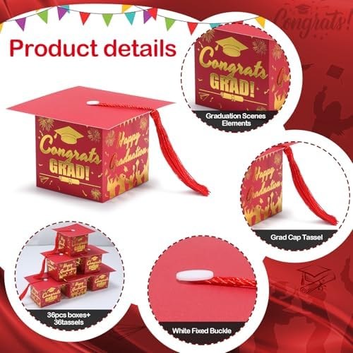 COTOPHER 36 Pack Mini Graduation Cap Gift Boxes with Tassel