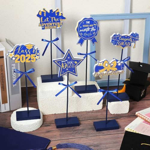 Yousoontic 6 Pcs Graduation Wooden Signs Decor Centerpieces
