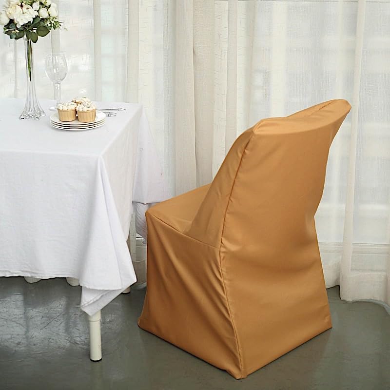 Balsa Circle 10 Pcs Gold Folding Chair Covers for Parties Weddings