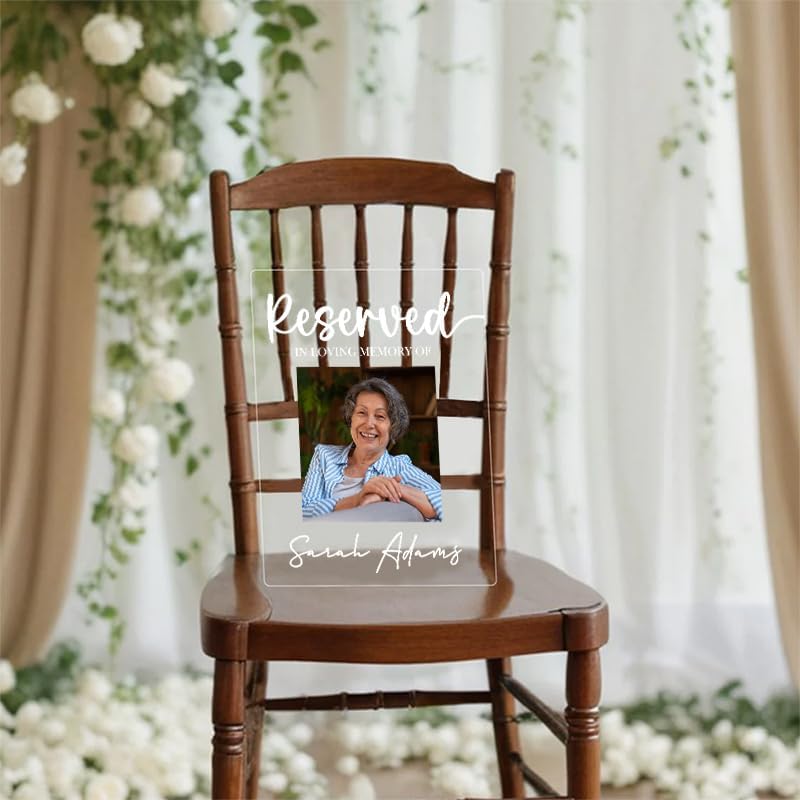Personalized Reserved Memorial Wedding Chair Sign