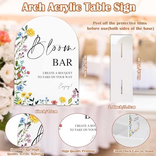 Bloom Bar Sign Acrylic Wedding Decor with Base