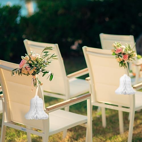 24 Pcs White Hanging Honeycomb Wedding Bells Decorations