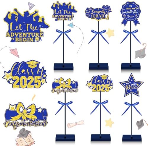 Yousoontic 6 Pcs Graduation Wooden Signs Decor Centerpieces