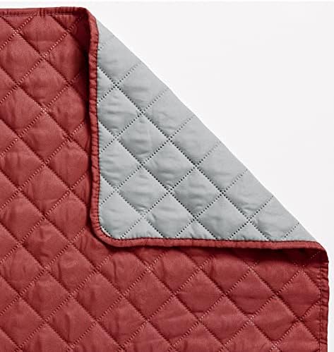 Montgomery Ward Reversible Loveseat Cover Red Gray Mist 126x83