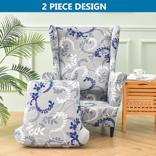 Stretch Spandex Wingback Chair Slipcovers 2 Piece