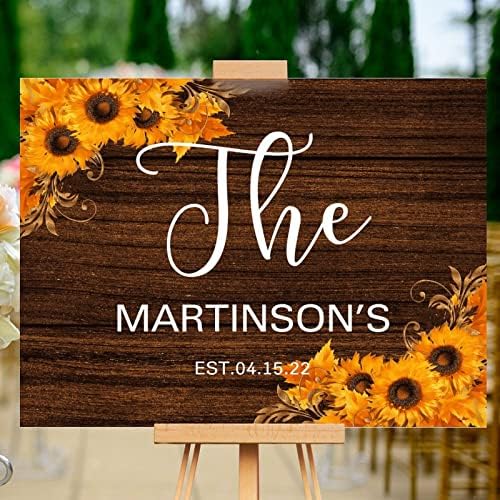 Personalized Wedding Welcome Sign with Sunflowers