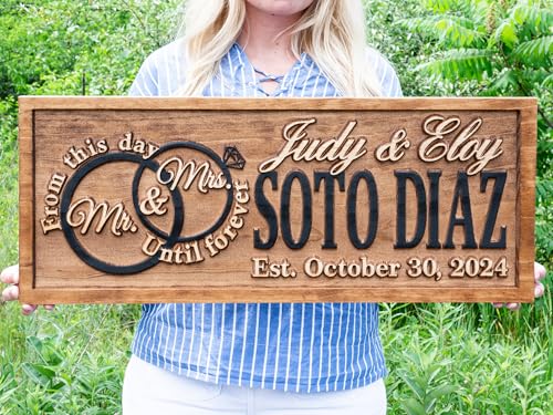 Custom 3D Wood Wedding Sign for Couples