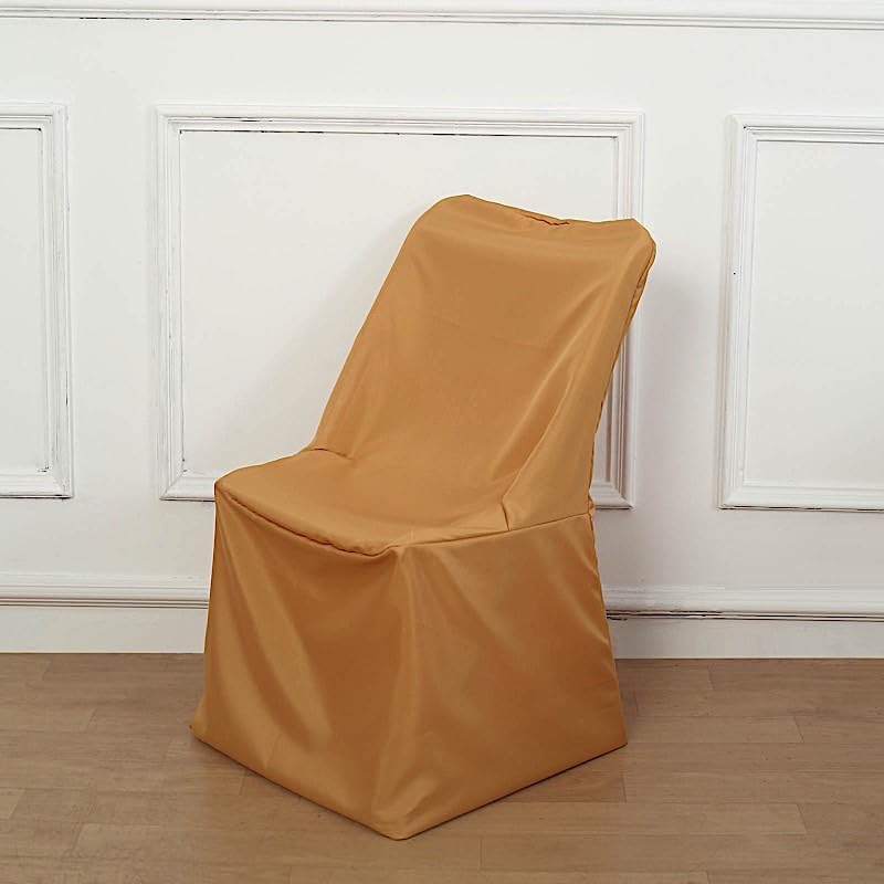 Balsa Circle 10 Pcs Gold Folding Chair Covers for Parties Weddings
