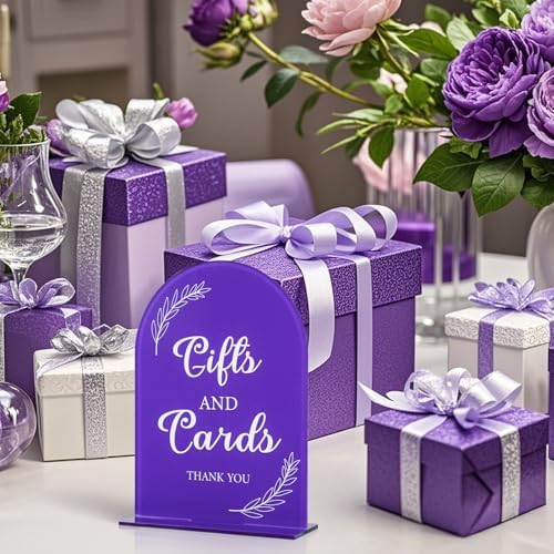 Corner Lace 2Pcs Acrylic Wedding Signs Purple 5x7 Inch
