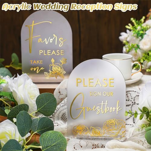Chunful 4 Pc Clear Acrylic Wedding Sign with Stand