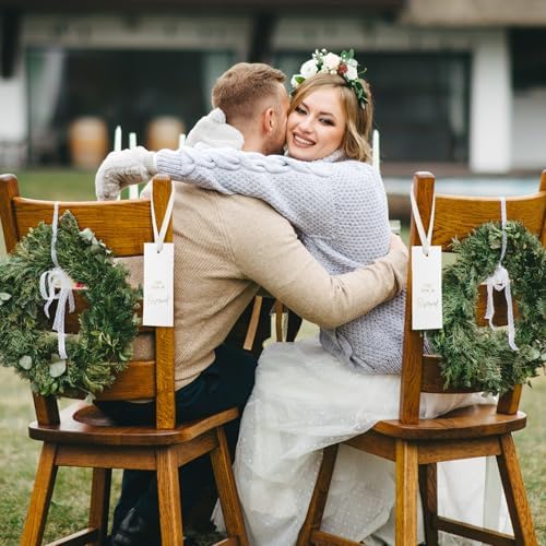 Clabby 12 Pack Gold Reserved Chair Signs with Ribbon