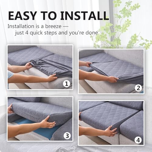 Genina Waterproof Couch Cushion Cover - Stretch Fit 1 Piece Dark Gray
