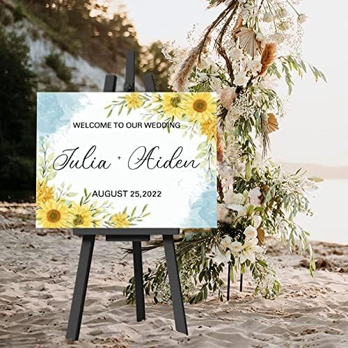 Personalized Blue Sunflowers Wedding Welcome Sign