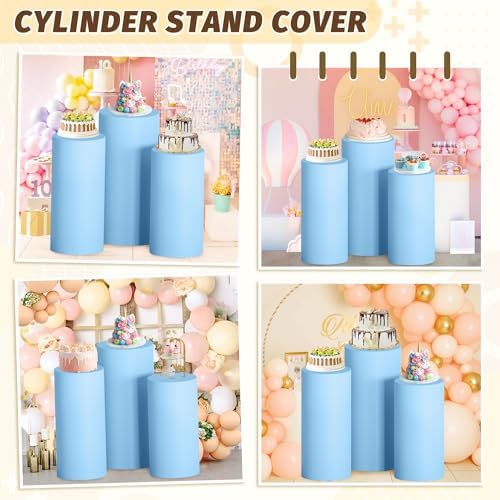 MODFUNS Baby Blue Spandex Cylinder Cover Set of 3