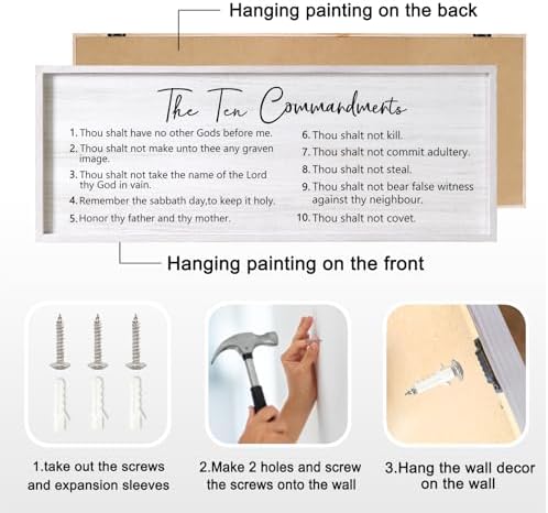 Homuvdok Ten Commandments Framed Wall Art 40x15