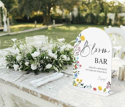 Bloom Bar Sign Acrylic Wedding Decor with Base