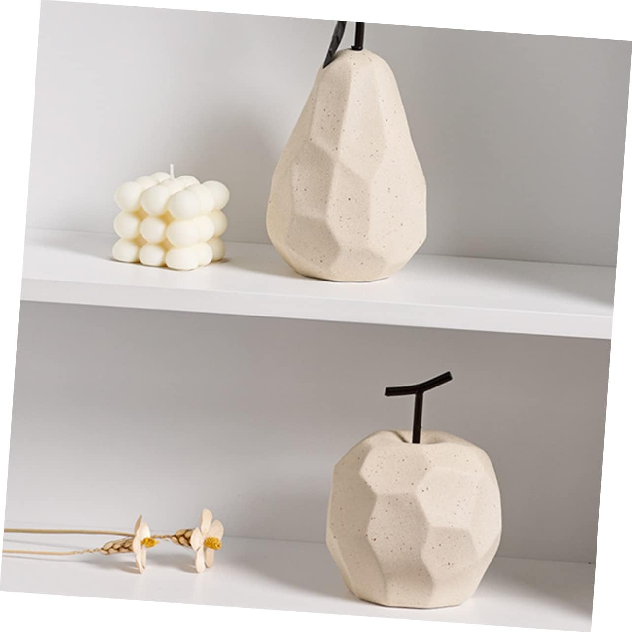 Ceramic Fruit Decorations with Geometric Design