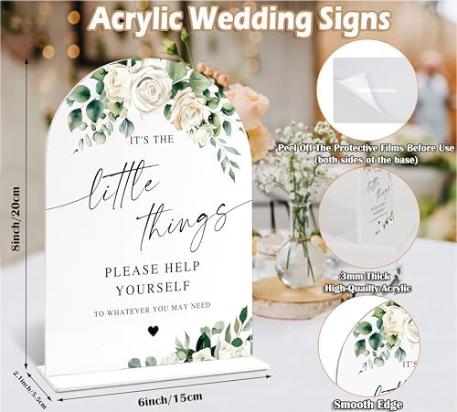 White Rose Its The Little Things Acrylic Wedding Sign