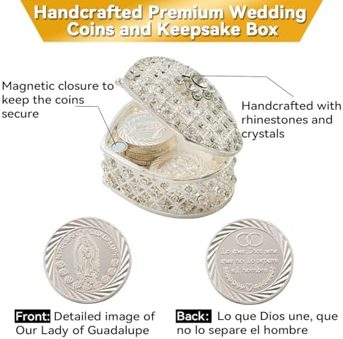 FUNPAR Catholic Wedding Arras Set with Virgen De Guadalupe Gift Box