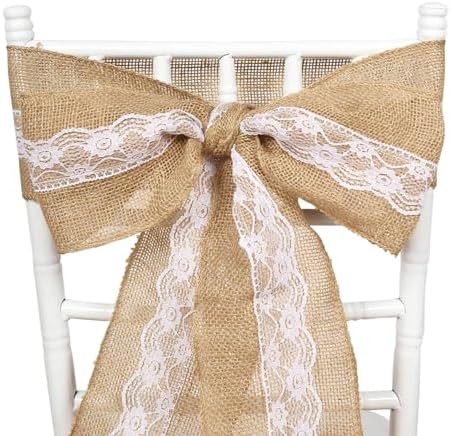 Efavormart 5x108 Natural Burlap with Lace Chair Sash