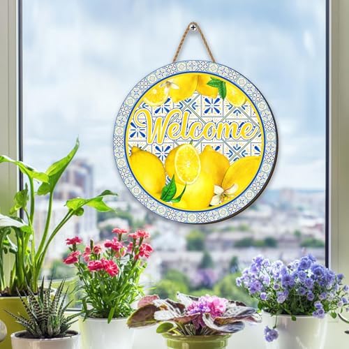 Summer Lemon Banner Spring Italian Lemons Hanging Sign Farmhouse Decor