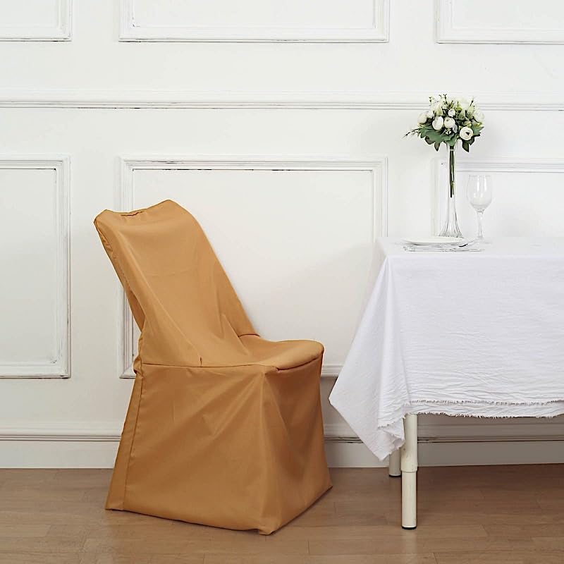 Balsa Circle 10 Pcs Gold Folding Chair Covers for Parties Weddings