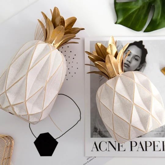 Folk Craft Gold Ceramic Pineapple Home Decor Sculpture