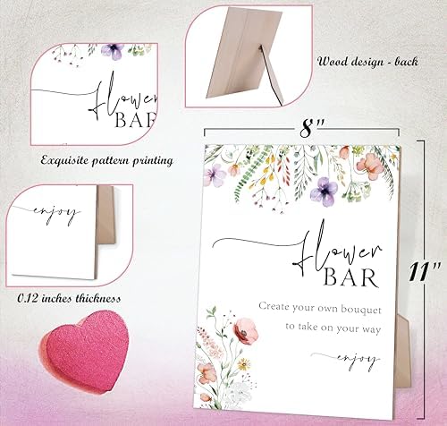 Floral Wedding Sign with Stand 8x11 Inches