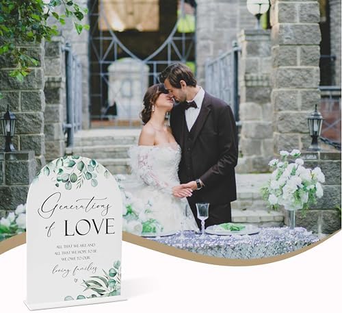 Greenery Generations Of Love Wedding Sign 8x11 Inch White Arch Acrylic